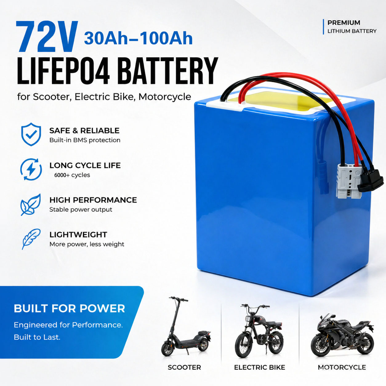 72V 60Ah Lifepo4 Battery Pack - Bateria de Lítio LiFePO4 72V 50Ah